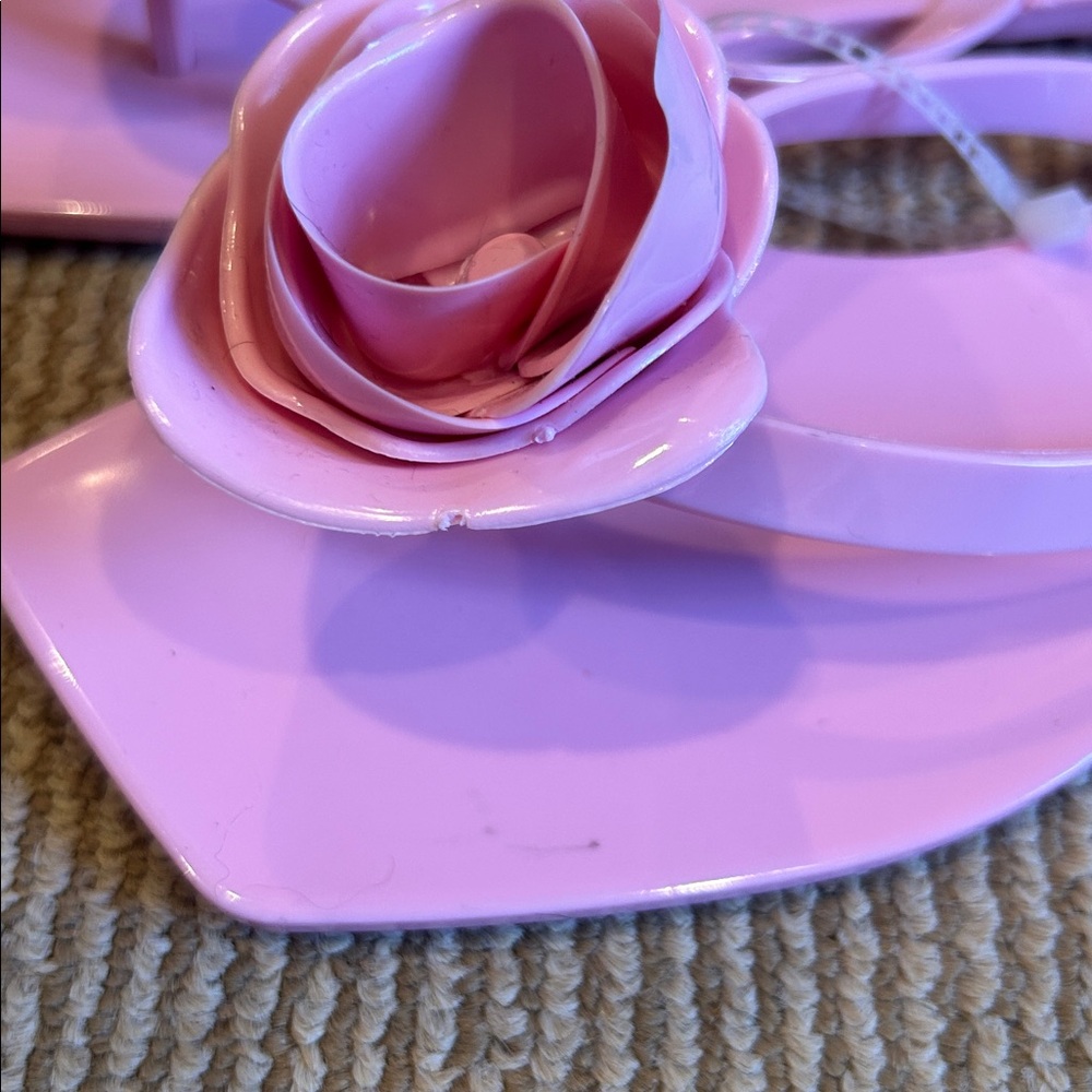 NWT Jeffrey Campbell Pink Floral bow jelly flip flop Sandals size 8/8.5 - Picture 10 of 10
